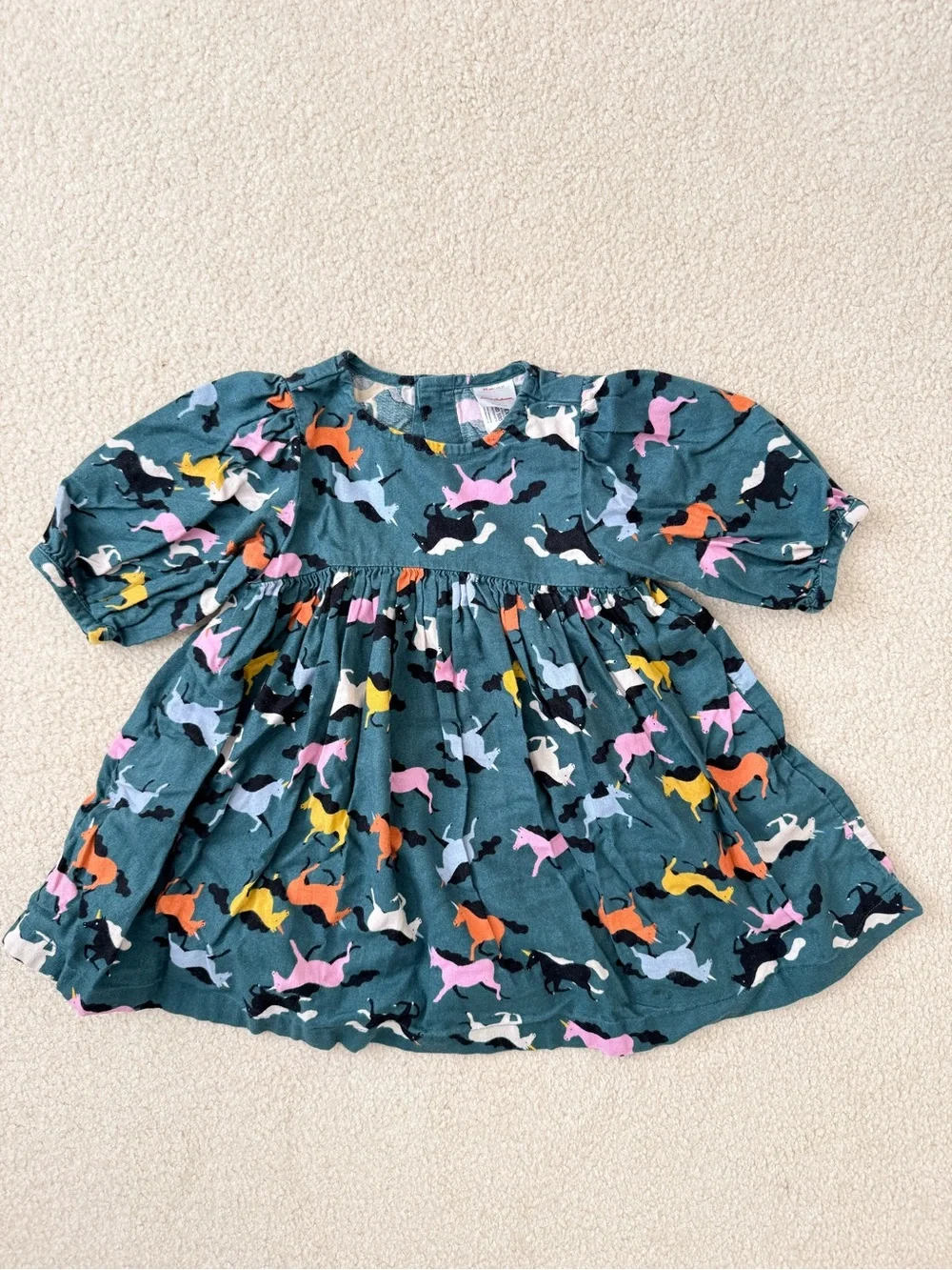 Hanna Andersson Print Flannel Dress with Multicolor Ponies